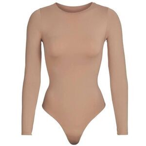 Skims Essential Crew Neck Long Sleeve Bodysuit - Tigers Eye - 4x / 5x